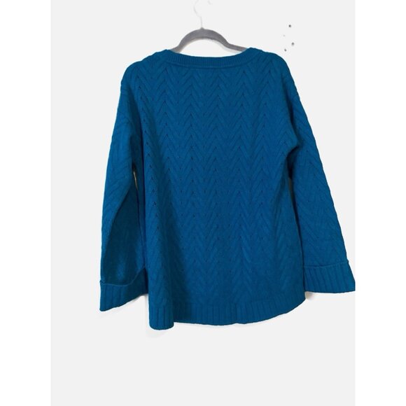 Soho New York Women Scooped Neck Pullover Fisherman Sweater Pockets Size L. - Picture 2 of 9